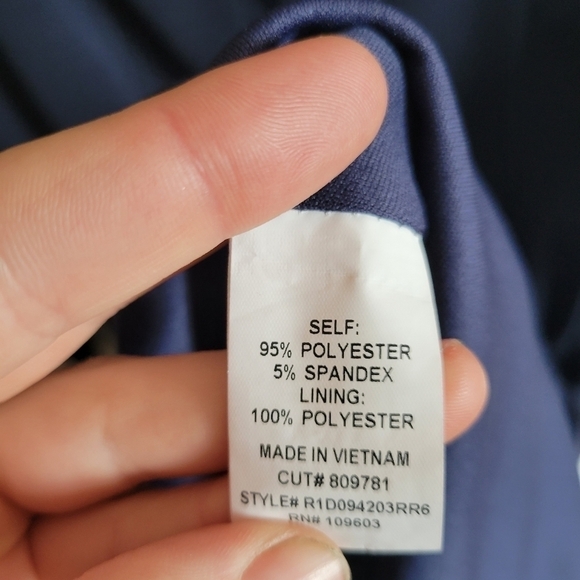 RABBIT Rabbit Rabbit 3/4 Sleeve Cocktail Dress Cut Outs Navy Blue Lined 10 - Picture 9 of 11